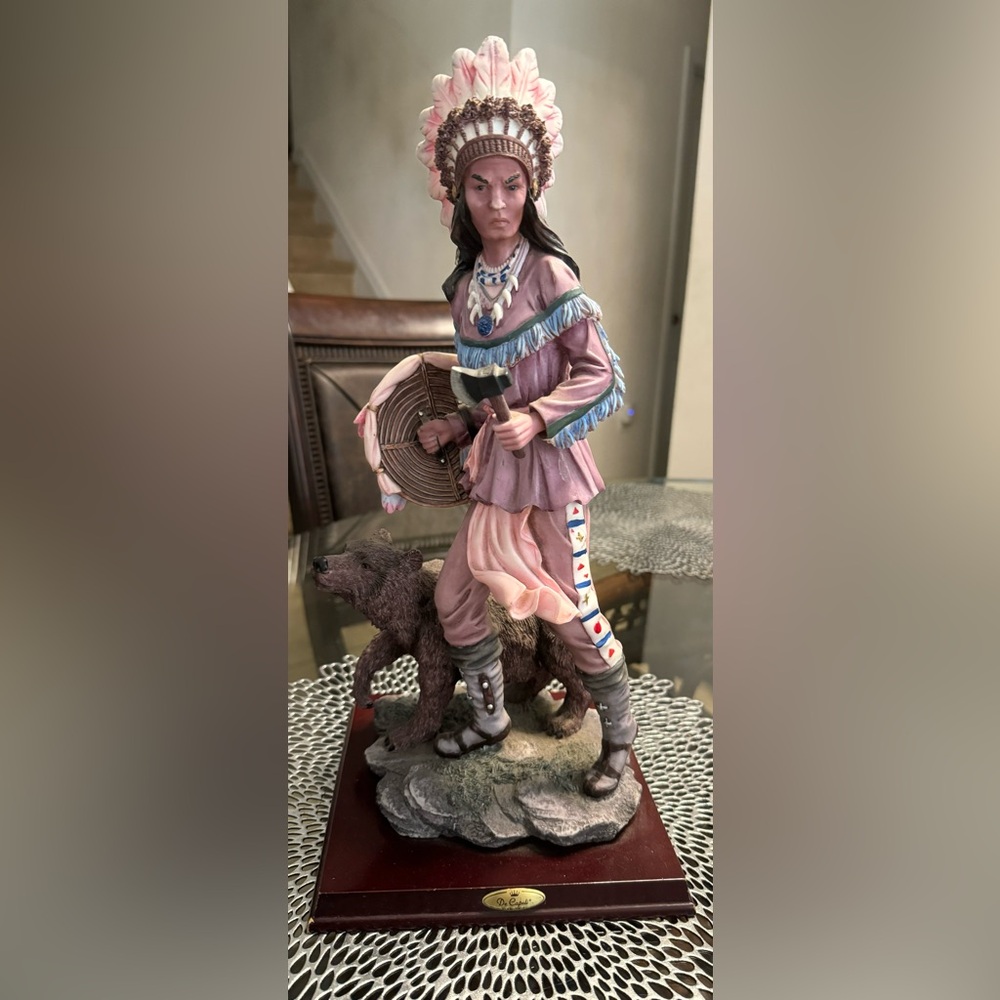 De Capoli Indian With Hatchet and bear by his side